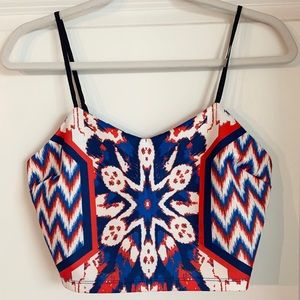 Red, white and blue “Fireworks” crop top - size M